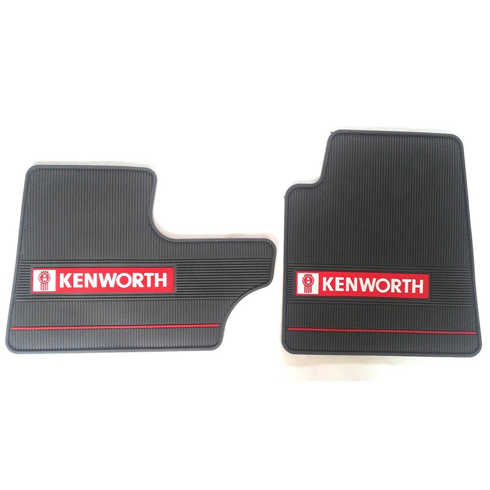 Kenworth OEM Dark Gray Rubber Floor Mats w/ Logo Fits T600/60 T800 W900