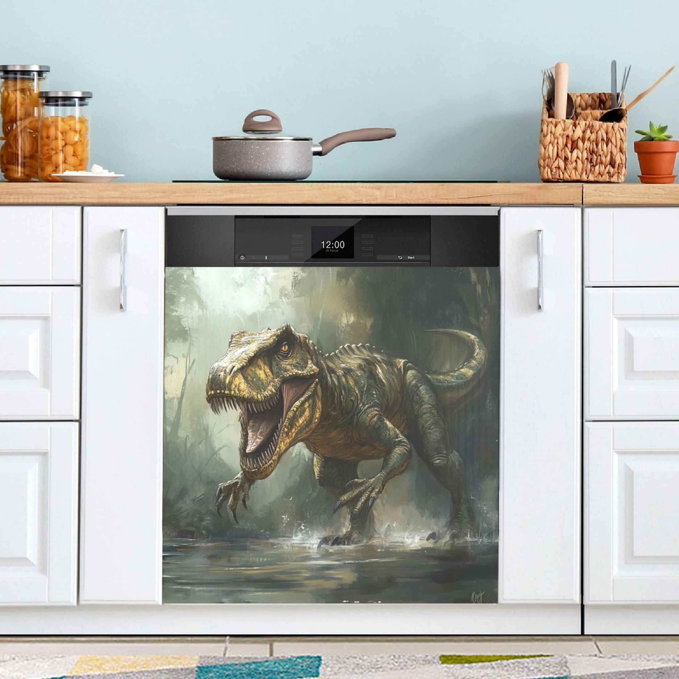 Dishwasher Magnetic Sticker 23x26 Inch Refrigerator Magnetic Sticker Washing Machine Magnetic Sticker Kitchen Panel Magnetic Sticker Home Decor Super Cool Dinosaur