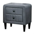 thumbnail image 2 of Rheo Nightstand, 2 Drawers, 22 Inch Upholstered in Dark Gray Velvet, 2 of 6
