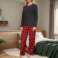 thumbnail image 6 of MLDRA Womens Pajamas Set Plaid Pjs Long Sleeve Crew Neck Lounge Top with Long Pants 2 Piece Sleepwear, 6 of 6