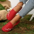 thumbnail image 6 of SYMOID Womens Loafers Slip-on Flat Heel - Red Floral Embroidery Pu Shoes, Comfortable Durable Easy To Clean Casual Office Footwear for Ladies,Size 42, 6 of 9