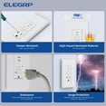 thumbnail image 5 of ELEGRP 20 Amp Tamper Resistant Self-Test GFCI Outlet & 24W In-Wall USB Charger combo Receptacle, Dual Type C, Midsize Screwless Wall Plate included, UL & CUL Listed, White, 3 pack, 5 of 11