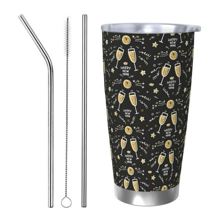 

KLL Wine Glass Print 40oz Stainless Steel Insulated Car Cup with Spillproof Lid - Keep Your Drink Hot or Cold on the Go-Straw Three-piece Set