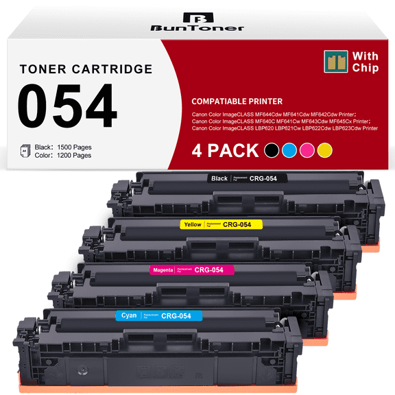 054 CRG-054 054H Toner for Canon 054 Toner Cartridge Set for MF644Cdw MF642Cdw Printer (Black Cyan Magenta Yellow, 4-Pack)
