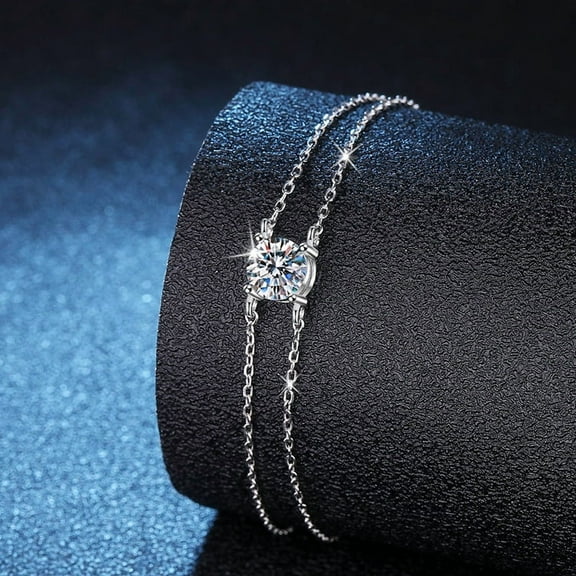 Four-claw Moissanite S925 Sterling Silver Bracelet For Women