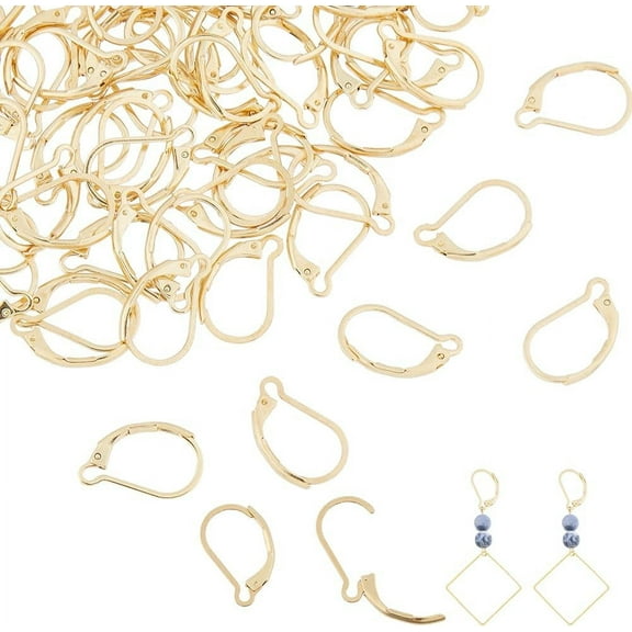 1 Set 100pcs Leverback Earrings Hooks 16.5x10x2mm 24K Gold Plated Earring Hooks 304 Stainless Steel Ear Wire Lever Back Earring Findings for DIY Earring Jewelry Making