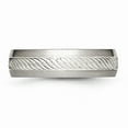 thumbnail image 3 of Solid Stainless Steel Men's Matte Brushed Finish Silver Men's Diamond-Cut-Inlay Wedding Band Ring Size 10, 3 of 7