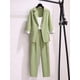 thumbnail image 5 of Blazer elegante coreano para mujer, pantalones de ocio, traje de Tweed, chaqueta, pantalones, conjunto de tres piezas, talla grande, Primavera, nuevo, 2023, 5 of 5