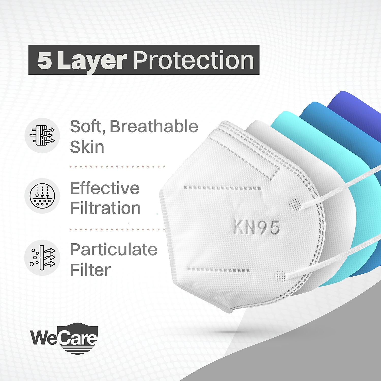 WeCare Disposable KN95 Face Mask Adult White 20 Masks/Box 50 Boxes/Pack (TBN202737) TBN202922
