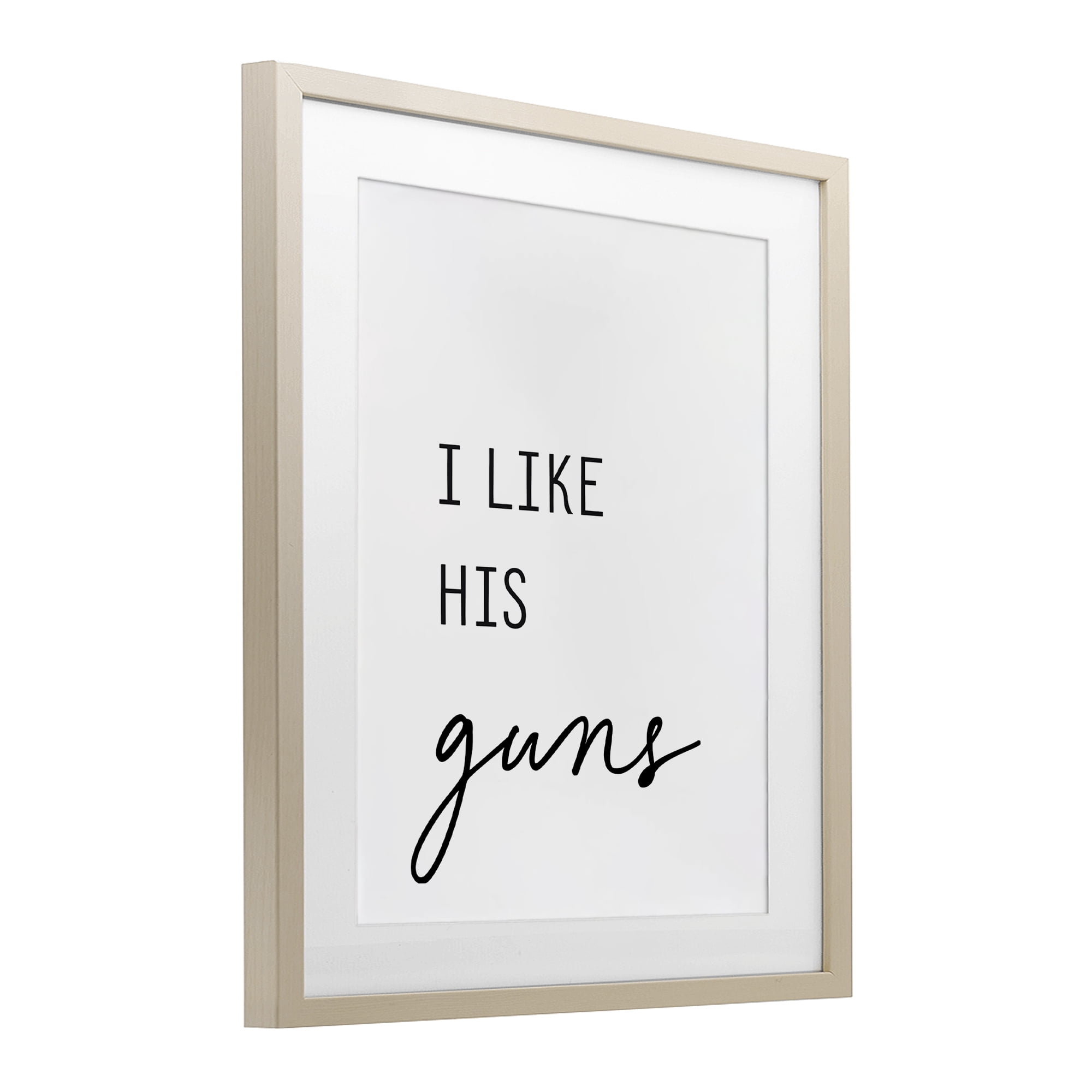 Like His Guns Birch Framed Print Under Glass, design by Lettered and Lined
