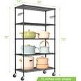 thumbnail image 3 of Étagères Métalliques en Fil avec Roues 5 Niveaux Robustes Rangement de Garage Étagères Roulantes Unité Organisatrice Rack en Métal Commercial Utilitaire Ajustable Étagères Robustes pour Cuisine Garage Garde-Manger Salle de Bain Buanderie, 3 of 9