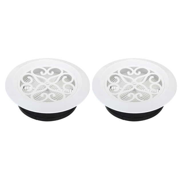 Unique Bargains Évent d'Air Rond de 8 Pouces 2 Pcs Diffuseur de Plafond Réglable Housse de Gril ABS Persiennes Évent de Soffite avec Écran Blanc