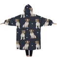 thumbnail image 2 of Oversized Wearable Blanket Hoodie,Jack Russell Terrier Sherpa Blanket Hoodie with Super Pockets,Super Warm Fuzzy Pullover for Women & Men, 2 of 6