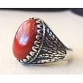 thumbnail image 3 of AAA Coral Mans Ring, Natural Red Coral Ring, Unisex Ring, Silver Jewelry, 925 Silver Ring, Birthday Gift, Heavy Mens Ring, Arabic Design, Ottoman Style Ring, Christmas, Turkey Mens Signet Ring, 3 of 6
