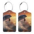 thumbnail image 3 of Cauagu Sunset Dancing Dolphin Pattern Luggage Tags,Leather Luggage Tags Personalized Luggage Tag Travel Tags Privacy Cover ID Label for Travel Bag Suitcase-1, 3 of 5