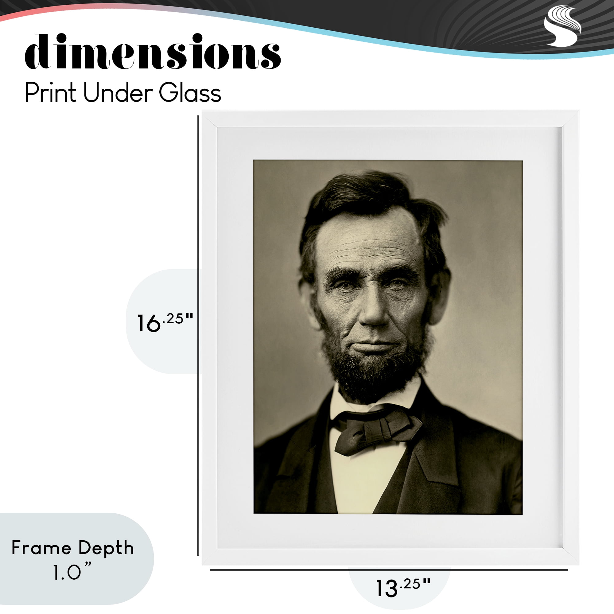Stupell Industries Iconic Lincoln Portrait White Framed Print Under Glass, design by Alexander Gardner