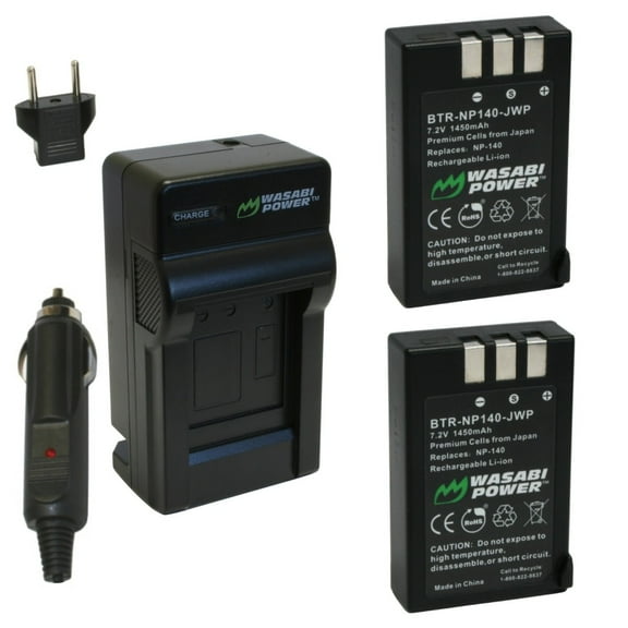 Wasabi Power Battery (2-Pack) and Charger for Fujifilm NP-140