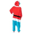 thumbnail image 3 of Sesame Street Adult Santa Cookie Monster Hooded Costume Fleece Pajama Kigurumi Union Suit, 3 of 7