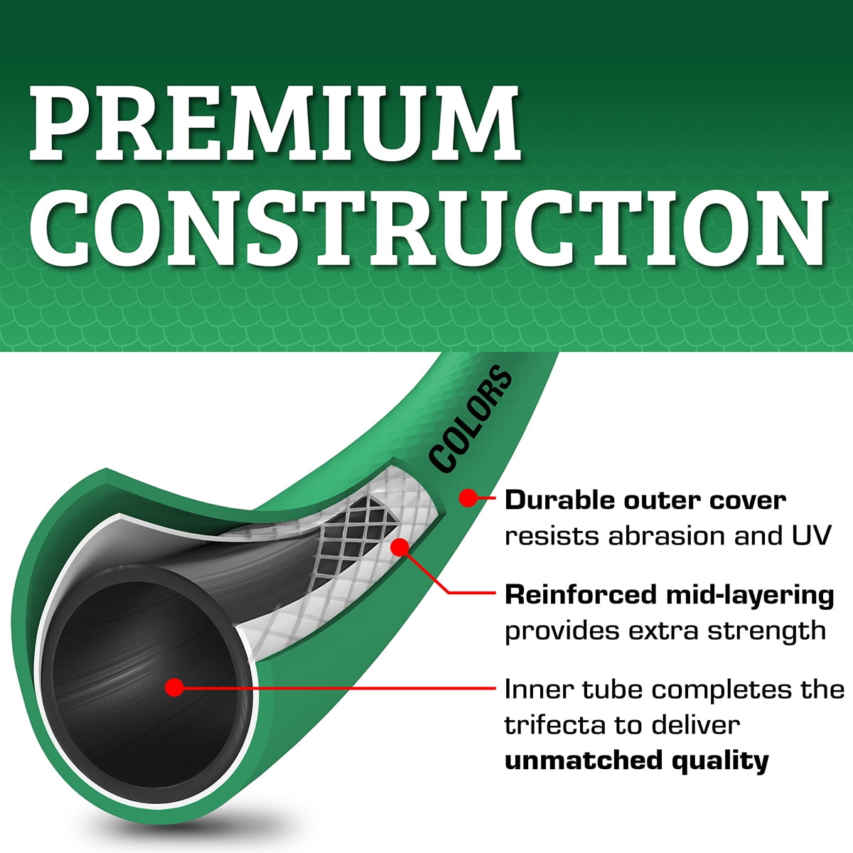 Colors™ from the makers of Flexzilla®, SwivelGrip® Garden Hose, 5/8" x 25', Forest Green