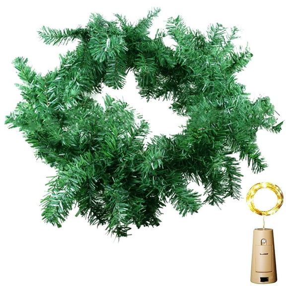 Gustave 9ft Spruce Christmas Garland with Warm LED Lights Artificial Garland Decoration Outdoor Indoor Home Fireplace Holiday Ornaments