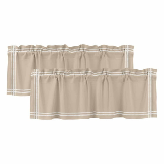 2 Pack Solid Color Valance for Window Light Khaki Kitchen Valance Rod Pocket Short Curtain Topper Decorative Window Treatment for Living Room Bedroom 42"x18"