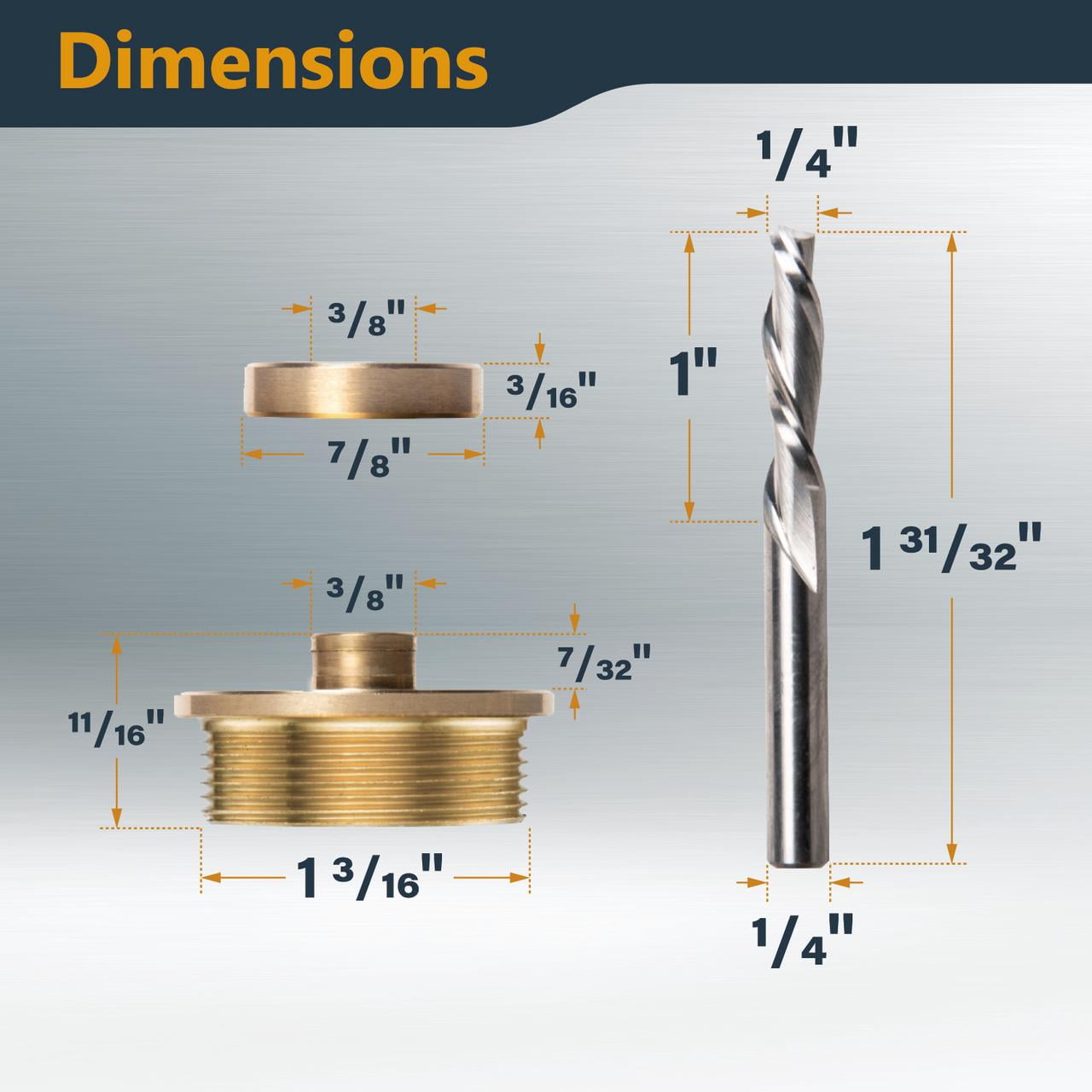 POWERTEC Solid Brass Inlay Kit. Router Bit with 1/4" Cutting Dia. & Shank. Fits PORTER-CABLE Style Router Base Plate. Works with Router Templates for Woodworking Tools & Router Accessories (71729)