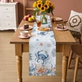 thumbnail image 2 of CrabCoastal Table Runner 72 Inches, Summer Beach Coral Starfish Blue Ombre Bed Runner Dresser Scarves Tabletop for Indoor Outdoor Parties/Ceremony/Banquet, 14" x 72", 2 of 9