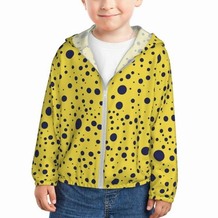 

Gaeub Blue Spots Print Athletic Sun Protection Hoodie for Kids Long Sleeve Outdoor UV Shirt Running Fishing Top for Boys Girls-18 Months