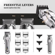 Professional Hair Clipper for Men, Barber Hair Clipper Set, Heavy Duty Motor with Titanium Plated Blade, Mens Cordless Hair Clippers Set for Barbers (Silver)