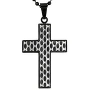 Coastal Jewelry Stainless Steel Black Plated Graphic Cross Pendant