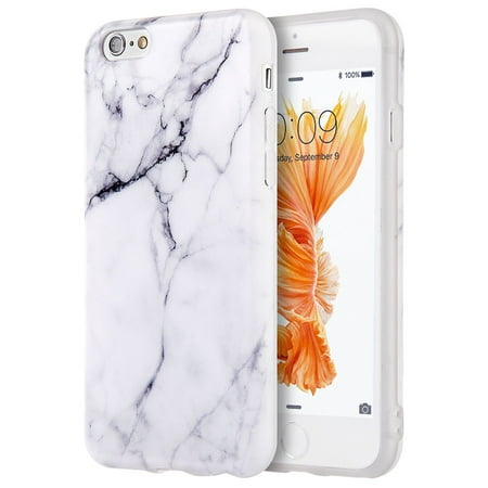 For iPhone 6 / 6s TPU Marble Stone Pattern Texture Visual IMD Shell Case Cover - White by Insten