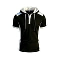thumbnail image 5 of Qiyinn Men's Short Sleeve Hooded Henley Shirt,Casual Color Block Pullover Hoodie Breathable Summer Tops for Outdoor Beach, 5 of 5