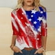 thumbnail image 1 of ICHUANYI Clearance Women's Fashion Printed T-shirt Mid-length 3/4 Sleeves Blouse Round Neck Casual Tops(Red, M) ICHUANYI WER2023081006156, 1 of 4