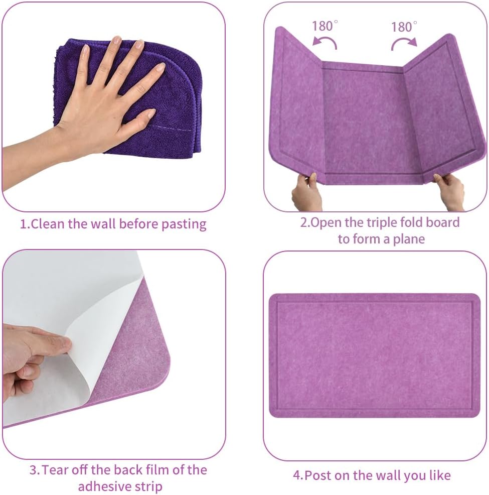 Violet Purple 28"x16" Large Cork Board with 50 Push Pins for Valentine's Day, Self-Adhesive Bulletin Wall, Felt Pin Vision Paste Notes,Schedules Offices Home