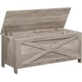 thumbnail image 5 of Coffre de Rangement Robuste Banc de Rangement d'Entrée avec Charnières Banc à Chaussures Rétro Meuble Aspect Bois pour Salon Chambre et Noyer, 5 of 5