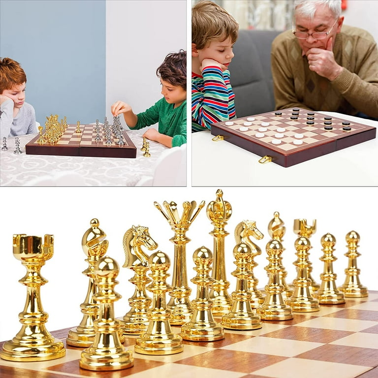 Metal Chess Pieces Gold Board Games