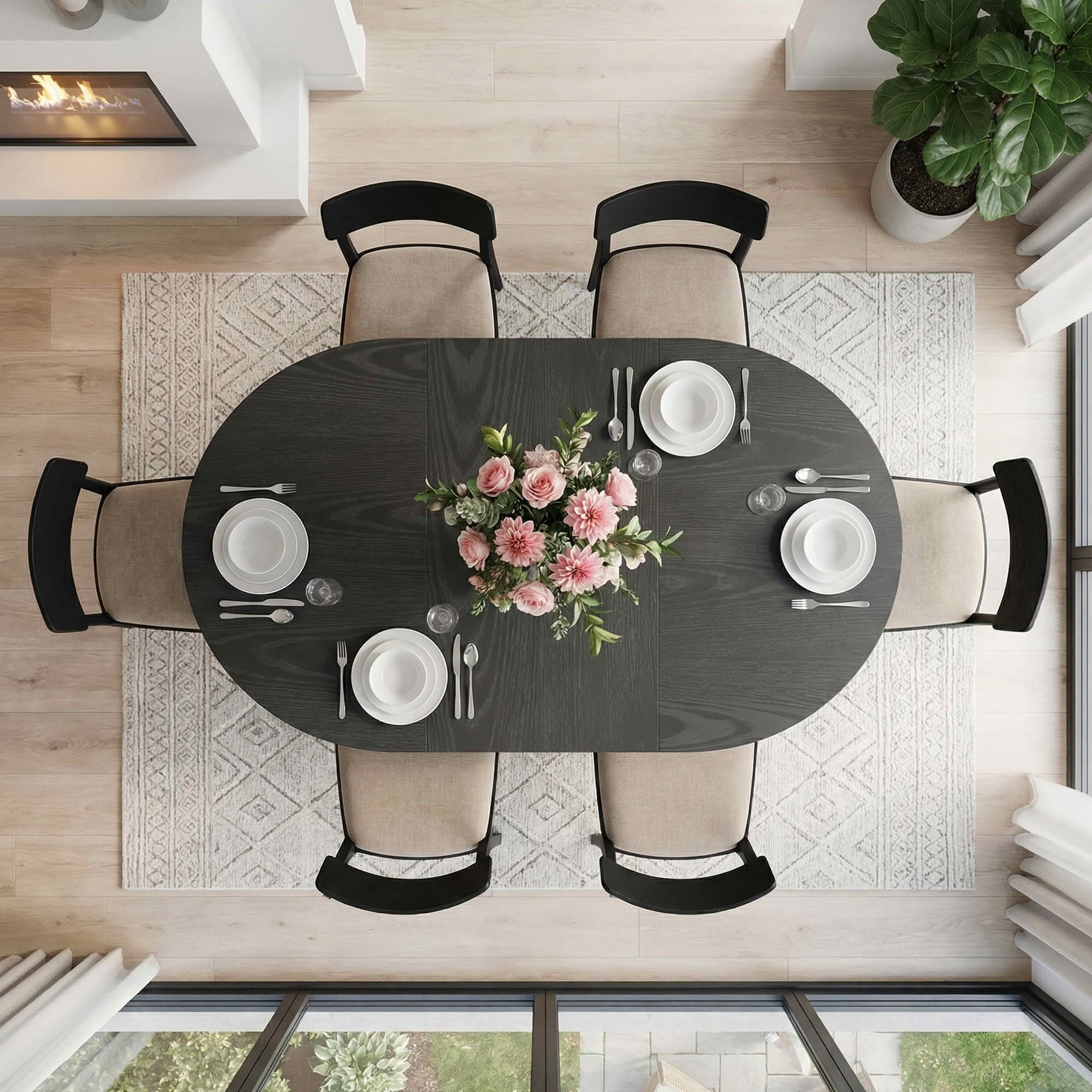 Dovelina 55" Oval Dining Table for 6, Modern Wood Multi-Purpose Dinner Table for Home, Small Apartment, Kitchen
