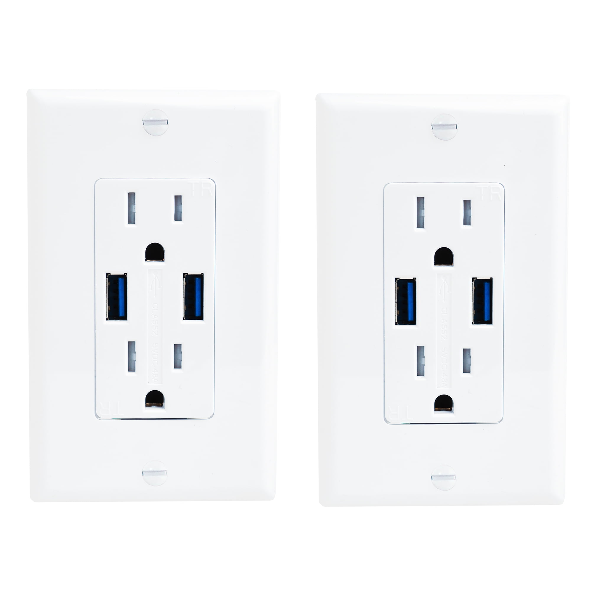 2 Pack, USB Charger Wall Outlet, Dual High Speed 4.2 Amp USB Ports, 15