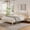 Beige, variant on Queen Bed Frame With Rattan Headboard, Solid Wood Legs,Oak