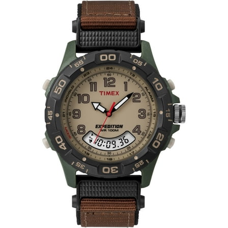 Timex Men's Expedition Combo Watch, Brown Nylon Strap