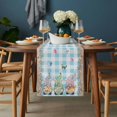 thumbnail image 2 of Easter Table Runner - 72 Inch Long, Kitchen Dining Table Runner Dresser Scarves, Spring Gnomes Bunny Eggs Flowers Blue Checkered Farmhouse Decor for Coffee Tables Wedding Party Banquet, 2 of 8