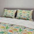 thumbnail image 2 of Dino Comforter & Sham Bedding Set, Mammal Animals Volcano and Leaves Colorful Pattern, 3 pcs Duvet Set Microfiber Filling Quilt, 5 Sizes, Ecru and Multicolor, by Ambesonne, 2 of 4