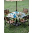 thumbnail image 3 of Outdoor Tablecloth with Umbrella Hole and Zipper, Blue Christmas Square Table Cloth 60x60 Inch Waterproof Tablecloth, Winter Snowman Xmas Pine Tree Snowy Picnic Table Cover for Patio Camping, 3 of 7