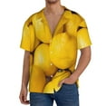 thumbnail image 3 of Balery Ripe Yellow Lemon Men's Casual Button Down Shirt Short Sleeve Textured Summer Cuban Beach Shirts-Medium, 3 of 7
