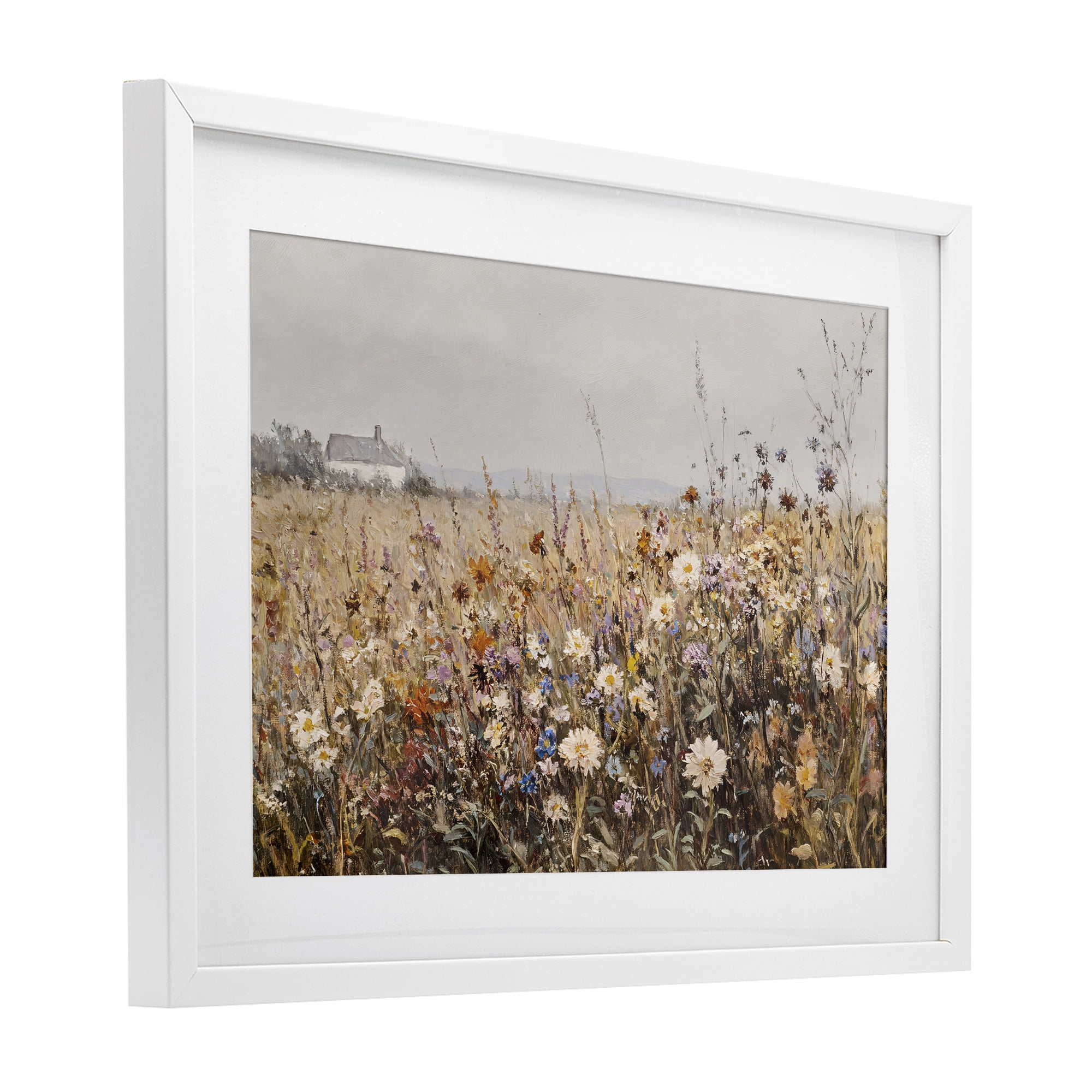 Stupell Industries Quaint Cottage Meadow White Framed Print Under Glass, design by Jacky Ngan
