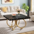 thumbnail image 2 of Tribesigns Storage Square Faux Marble Coffee Table, Black, 2 of 7