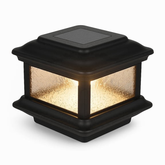 Classy Caps Colonial Solar Post Cap - Fits 3.5"x3.5" (4x4 Nominal) Posts - Black Aluminum