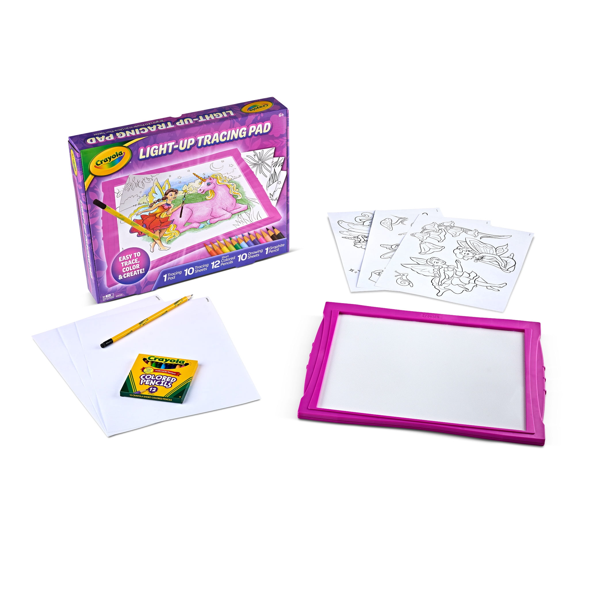 Crayola Light-Up Tracing Pad, Pink, Colored Pencils, Learn How to Draw, Arts & Craft Supplies, Toy Gift for Kids & Artists, Ages 6, 7, 8, 9