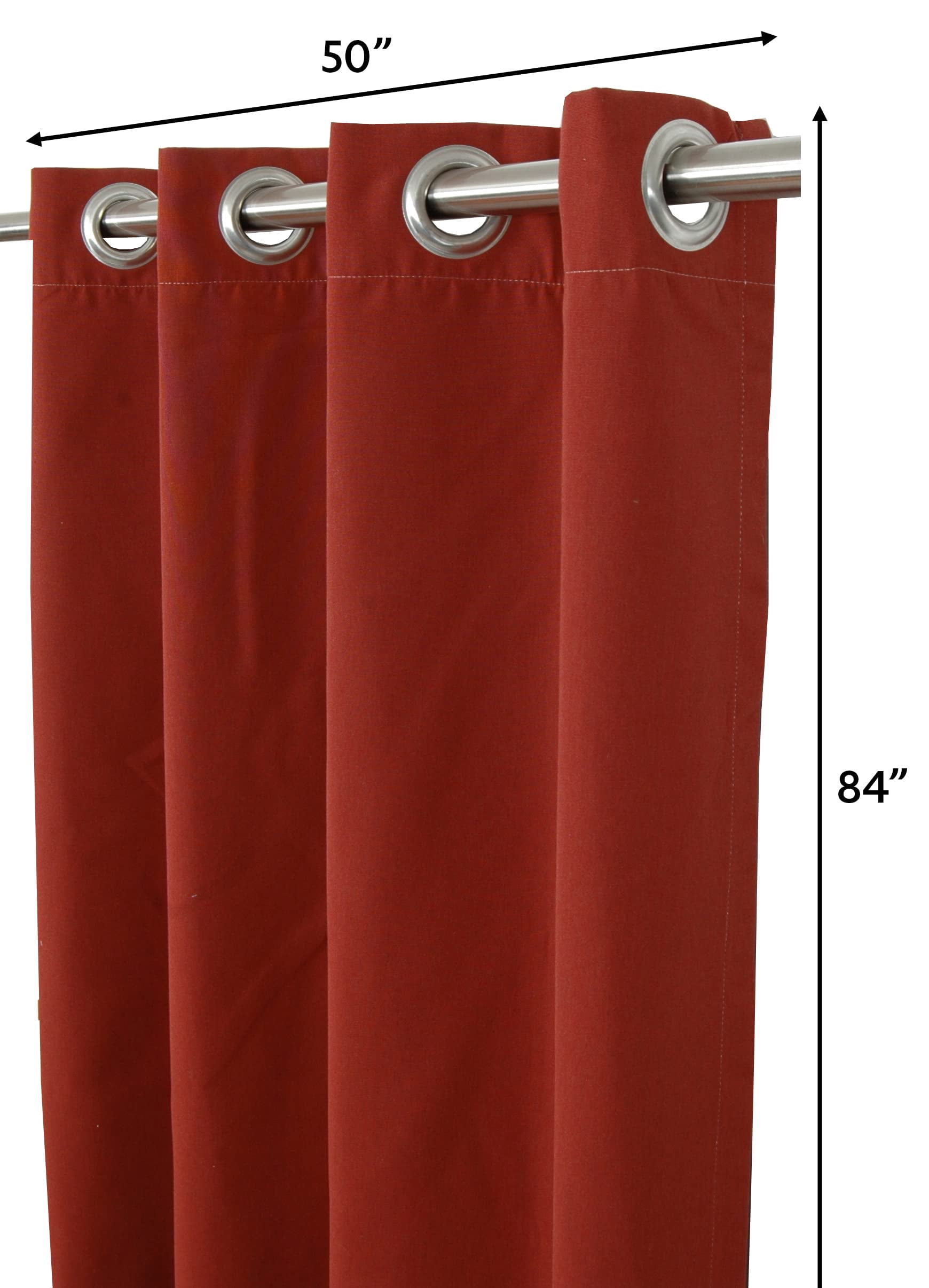 Sunbrella Canvas Henna Indoor/Outdoor Curtain Panel by Sweet Summer Living, 50" x 84" with Stainless Steel Grommets