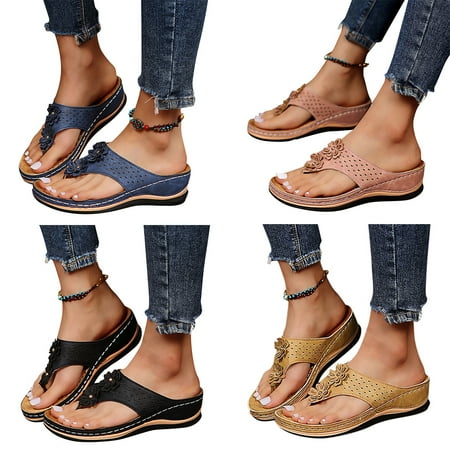 

Summer flip flops flower muffin seed bottom slippers large size casual women s rubber sandals flip flops（41/Pink）